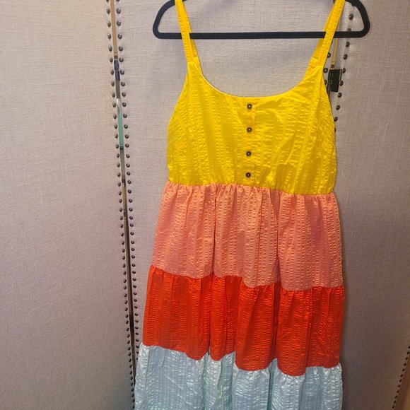 NWT Maxi Tiered Colorblock Dress - Picture 2 of 6